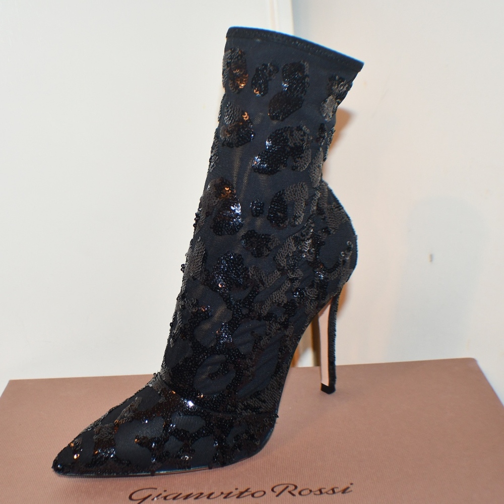 Gianvito Rossi Shoes (Sexy Black Boots) Sequin